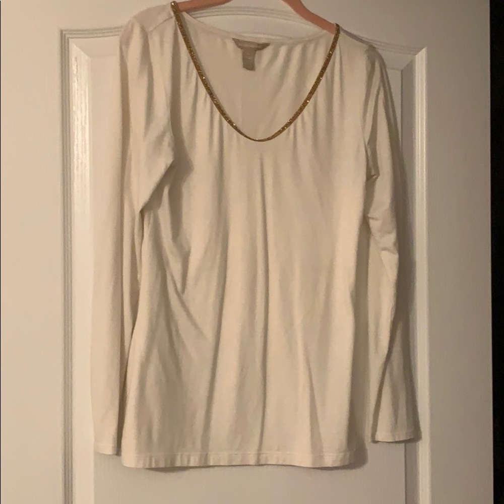Cream long sleeve with gold neck